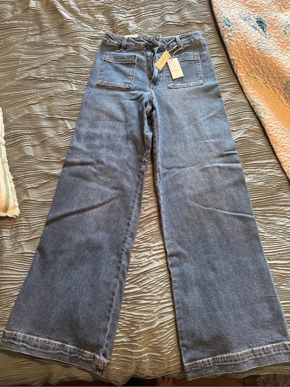 Z Supply Wide Leg Denim Jeans in Medium Blue Wash